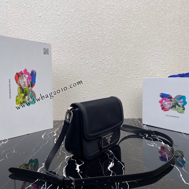 Prada專櫃新款平紋牛皮配搭牛仔帆布單肩包 1BD257 普拉達小號肩背包 csp1362